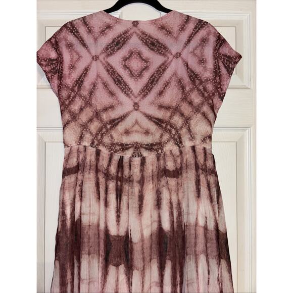 Sundance Catalog Gemi Sz XS Pink Tie Dye Floral Embroidered Chiffon Dress Lined - Picture 10 of 14